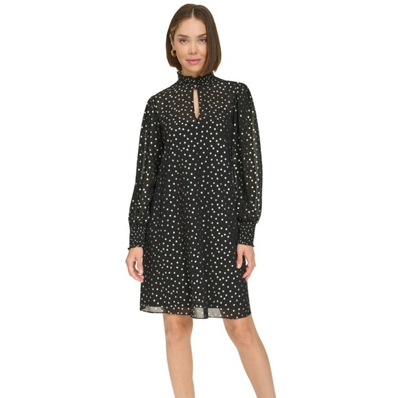 ✨ Tommy Hilfiger Metallic Dot Smocked Mock Neck Minidress – Size 2 NWT ✨ - Picture 1 of 5